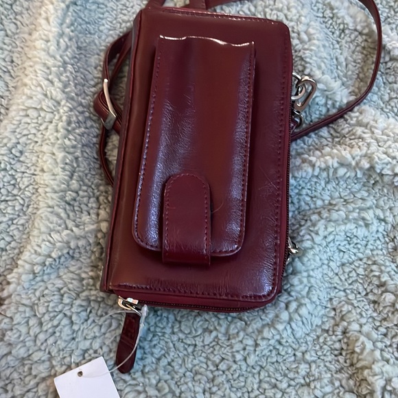 Small burgundy wallet with silver details. - Picture 4 of 6